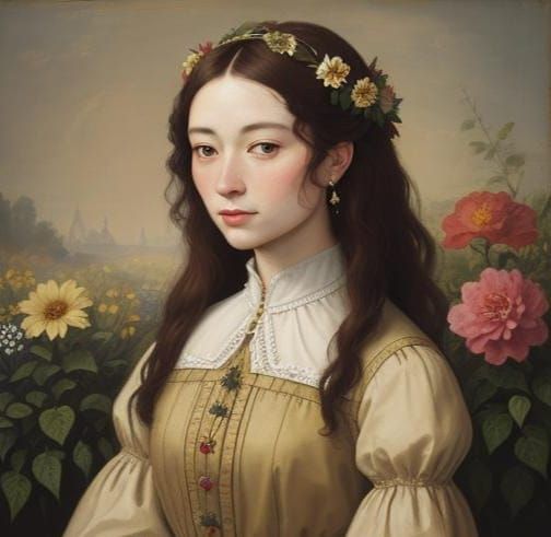 Tudor Woman Portrait in Oil Painting Style