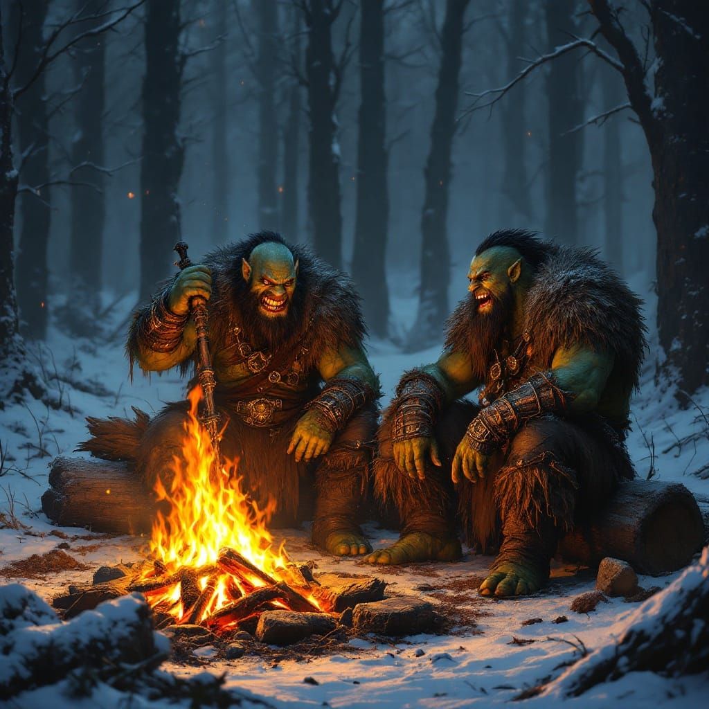 Orcish Vigilantes Condemn Captive Fantasy Warrior in Dark Fa...