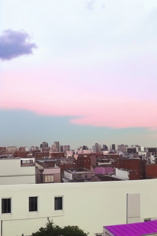 Ethereal Purple Pink Sky Rooftop Fantasy