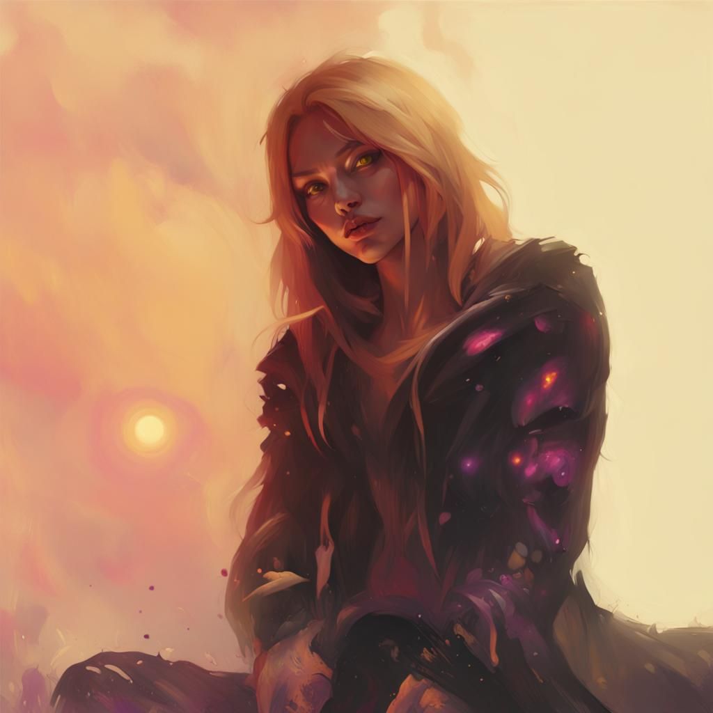 Dark Fantasy Concept Art in Purple and Yellow