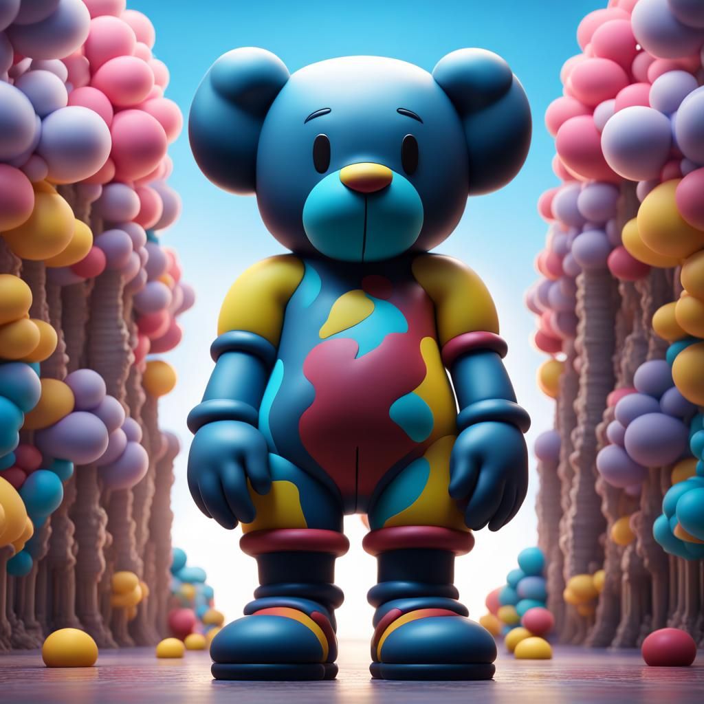 Bear-like Figure in T-Pose: Detailed Matte Painting