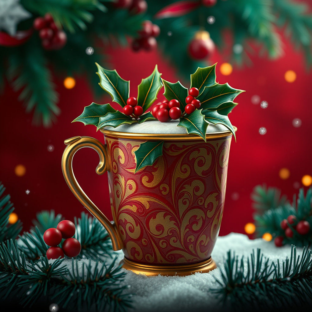 Vintage Christmas Latte Mug in 1930s Style