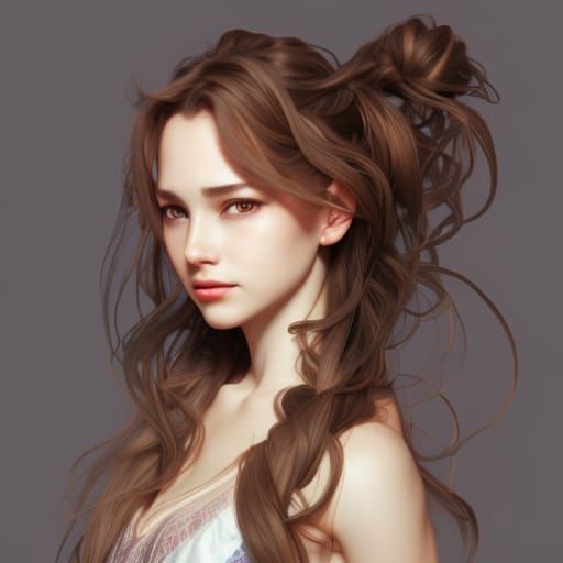 Anime Girl Portrait in Artgerm and Mucha Style