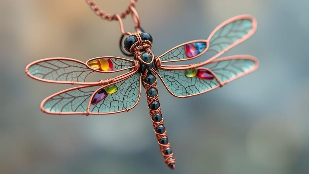 Dragonfly Copper Wire Jewelry in Intricate Resin Details