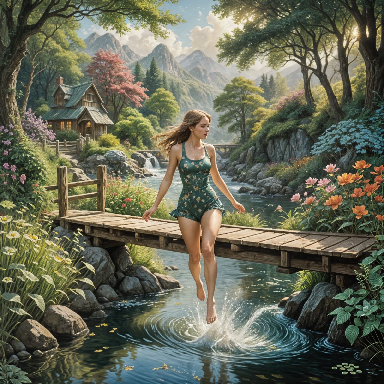 Ethereal Summer Wonderland in Retro Style