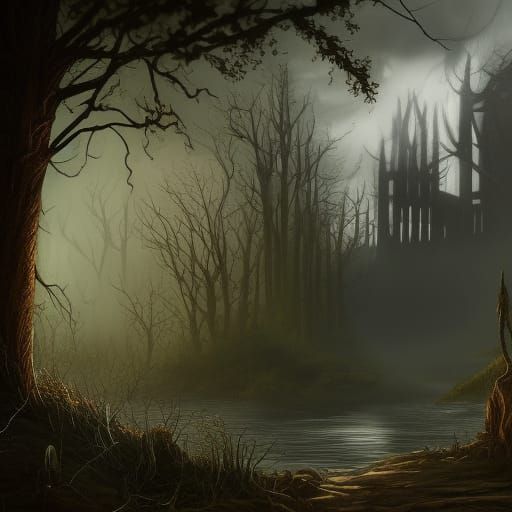 Detailed Matte Painting of Slenderman