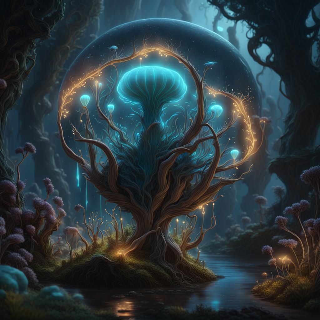 Bioluminescent Enchanted Seed: Fantasy Concept Art
