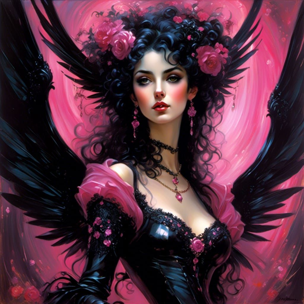 Gothic Angel Portrait in Haunting Style