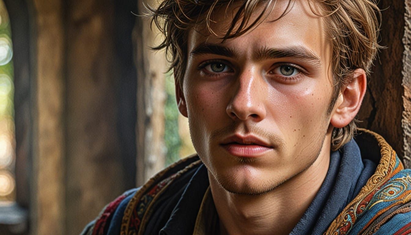 Hyper Realistic Portrait of a Young Male Model