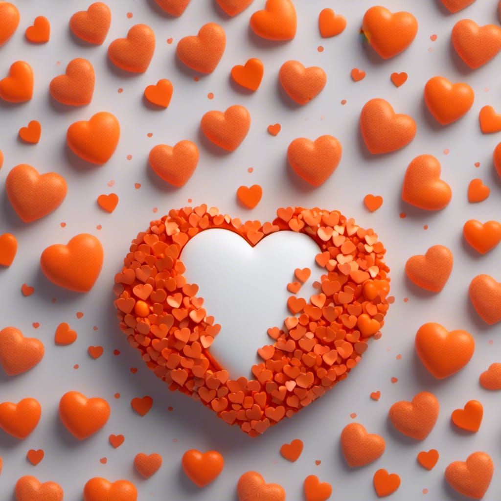 Orange Heart with Hearts Inside Digital Art