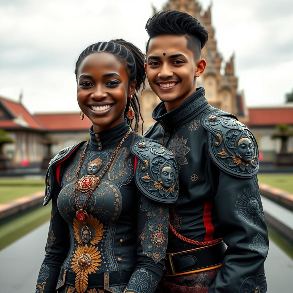 Futuristic Streetwear: Two Smiling Women in Cyberpunk Style