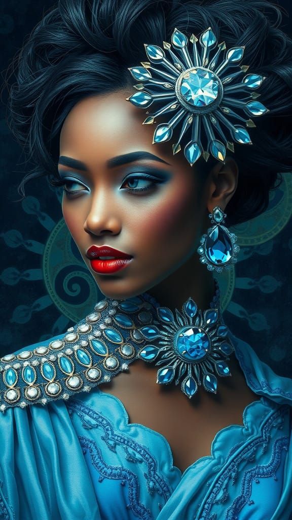 Ethereal Goddess in Turquoise and Lapis Splendor