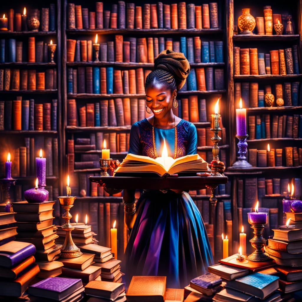 Girl Reading by Candlelight in HDR