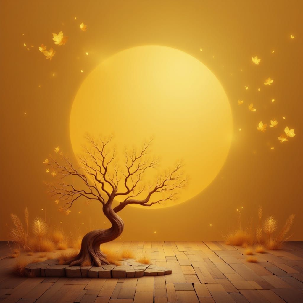 Minimalist Yellow Scene With Negative Space