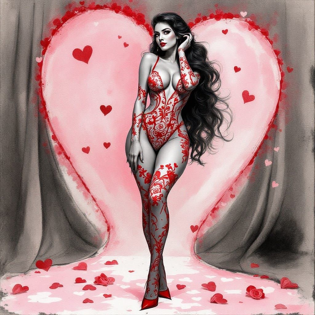 Confident Pinup Beauty in Soft Pink Hues