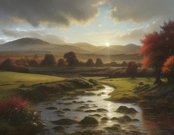 Scottish Autumn Landscape Shines in Evening Light