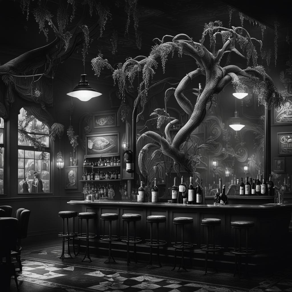 Carnivorous Plant Bartender in 1920s Noir Style