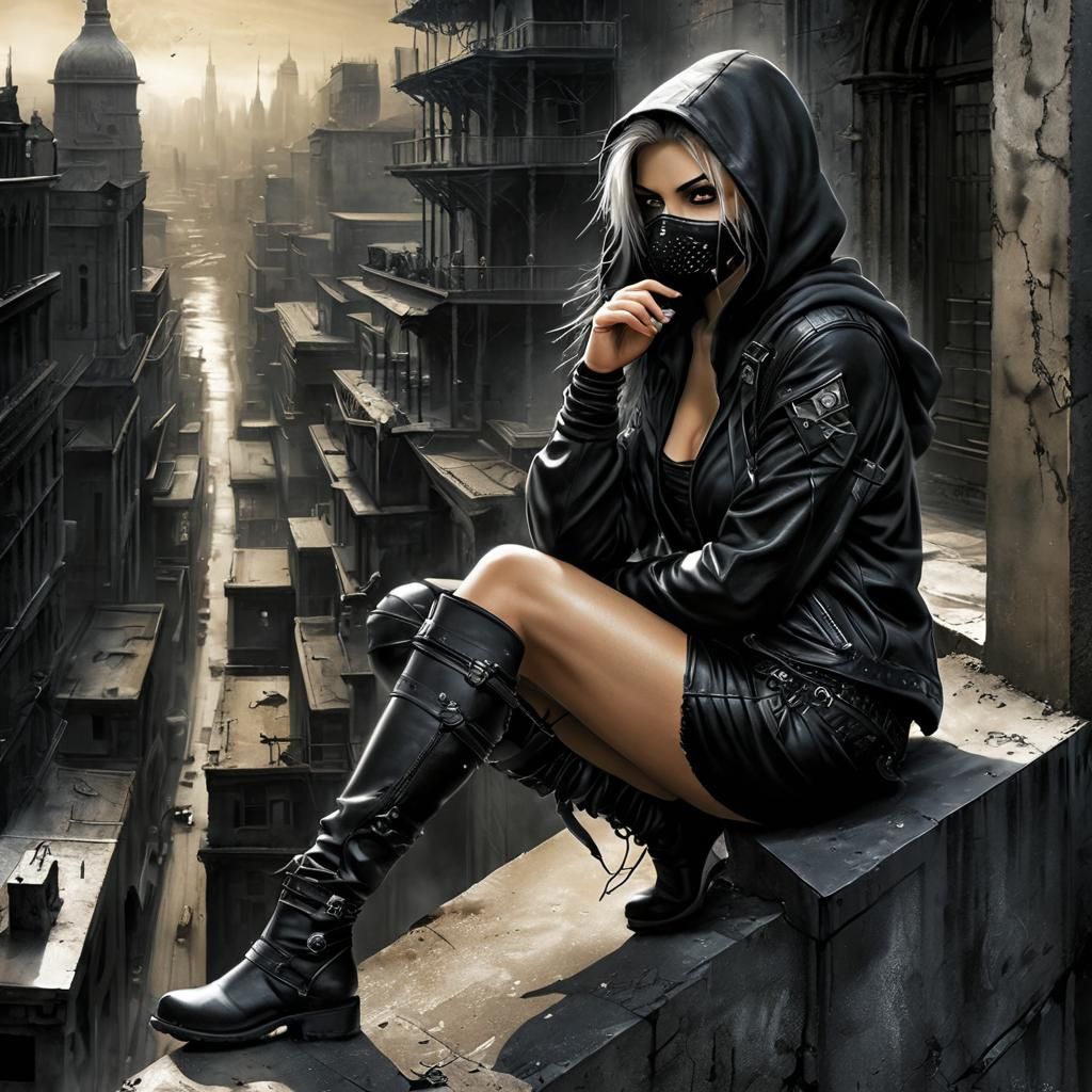 Lethal Assassin in Dystopian City by Royo