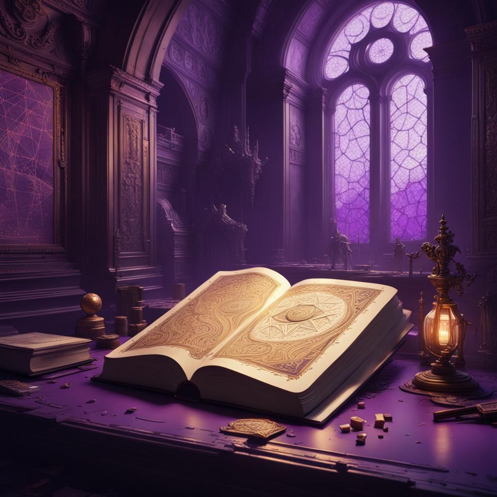Intricate Math Book in Dark Fantasy Style