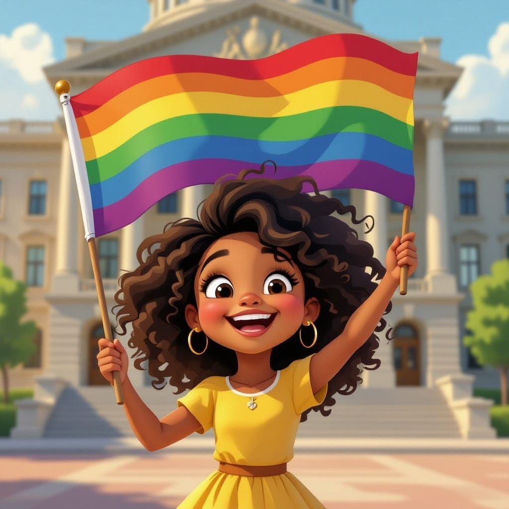 Joyful Pride Celebration: Animated Portrait of a Girl