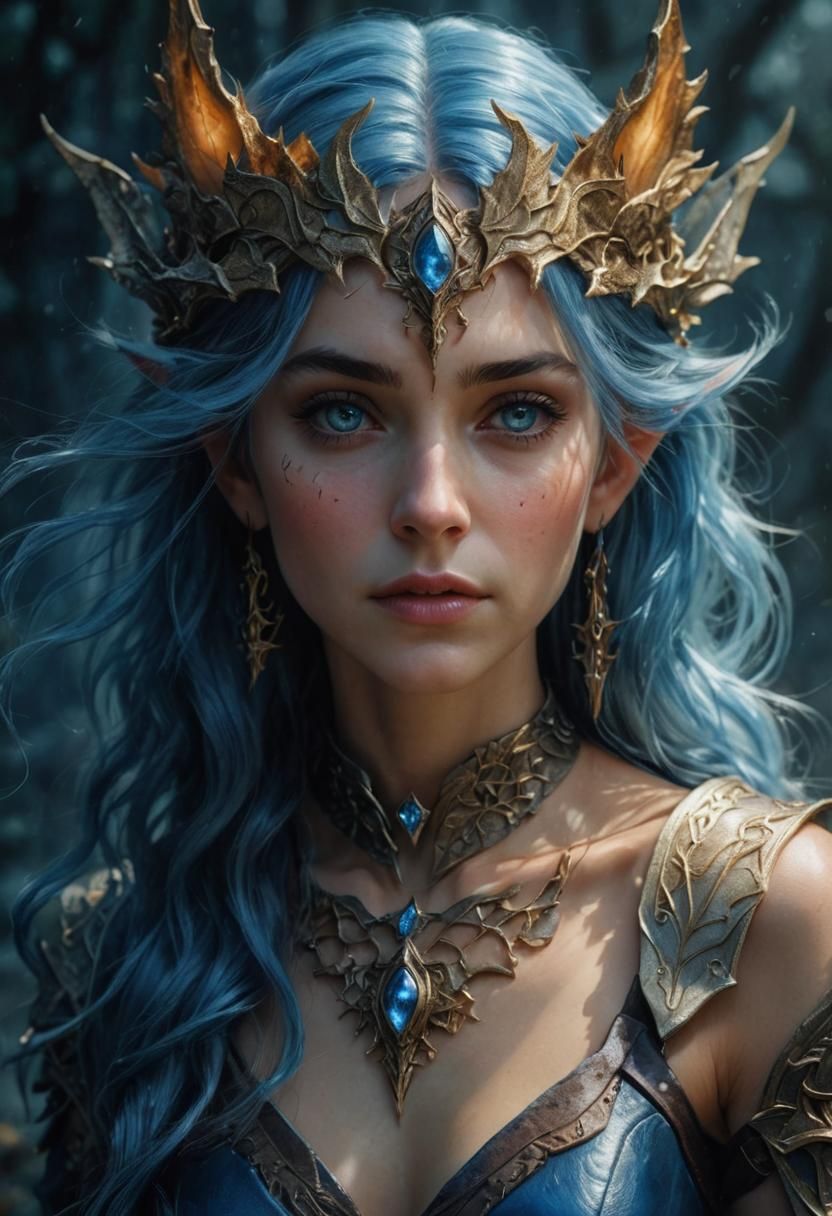 Elven Princess in Silver Armor: Photorealistic Portrait