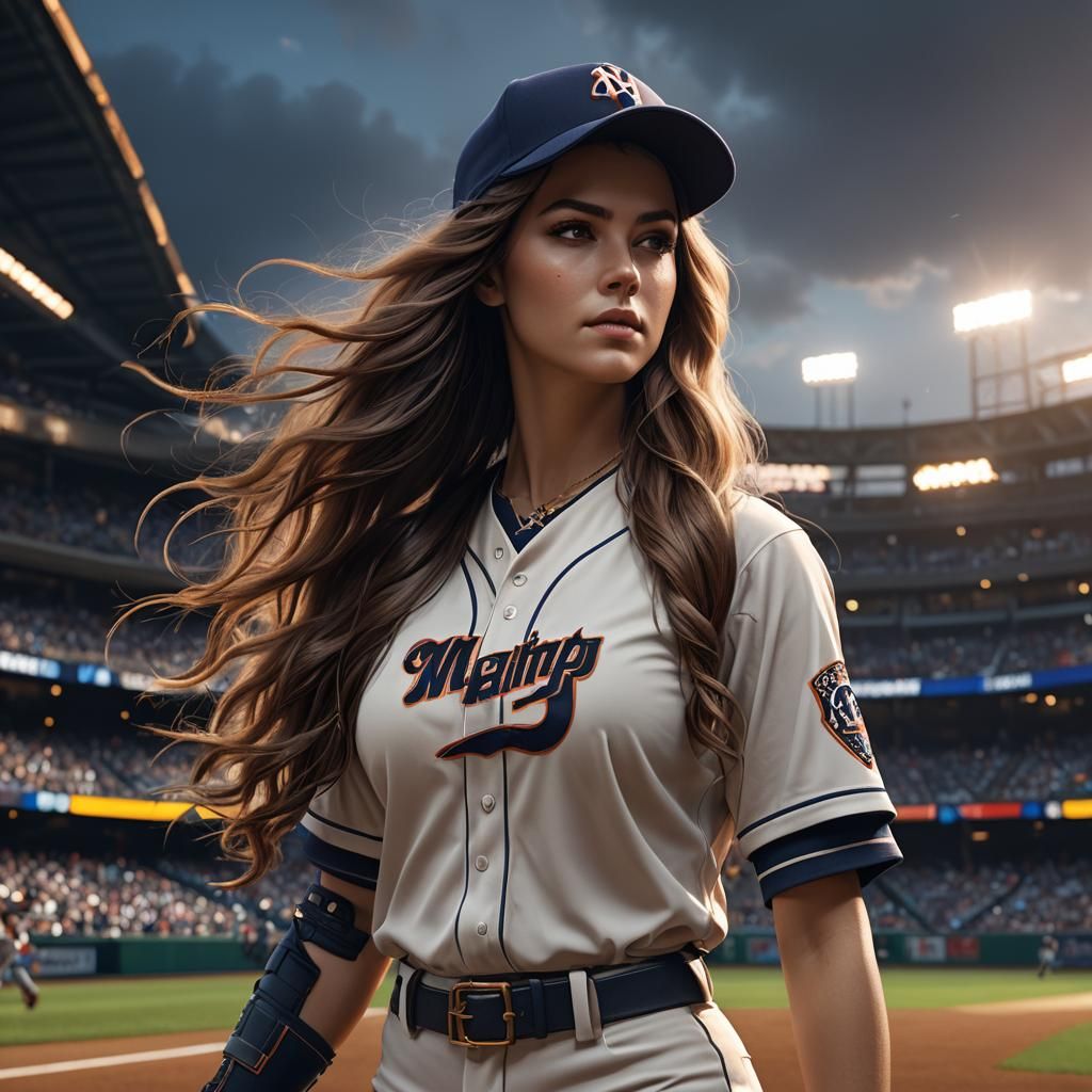 Beauty Woman Baseball MVP in Detailed Matte Painting