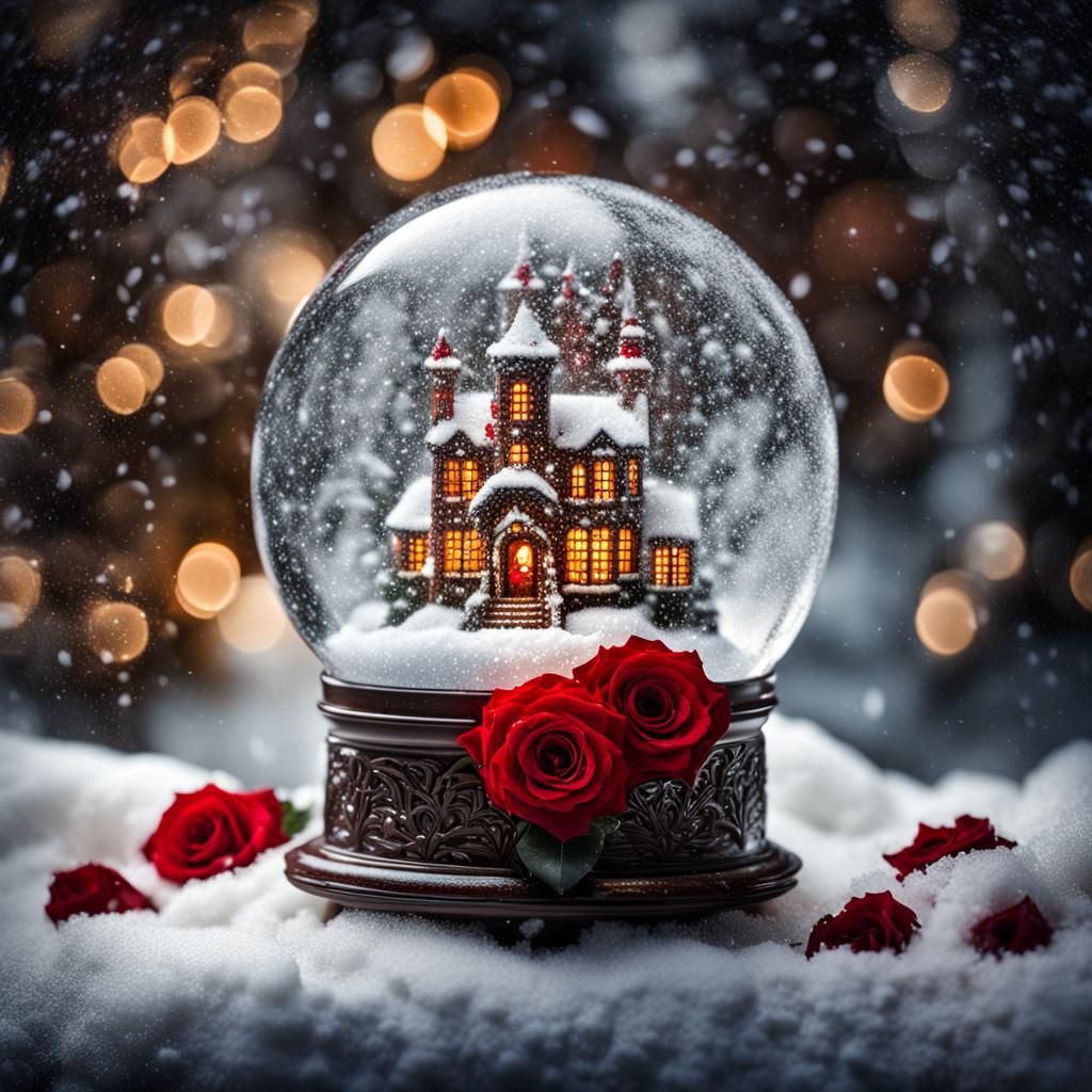 Mosaic Ice Bride in Snow Globe