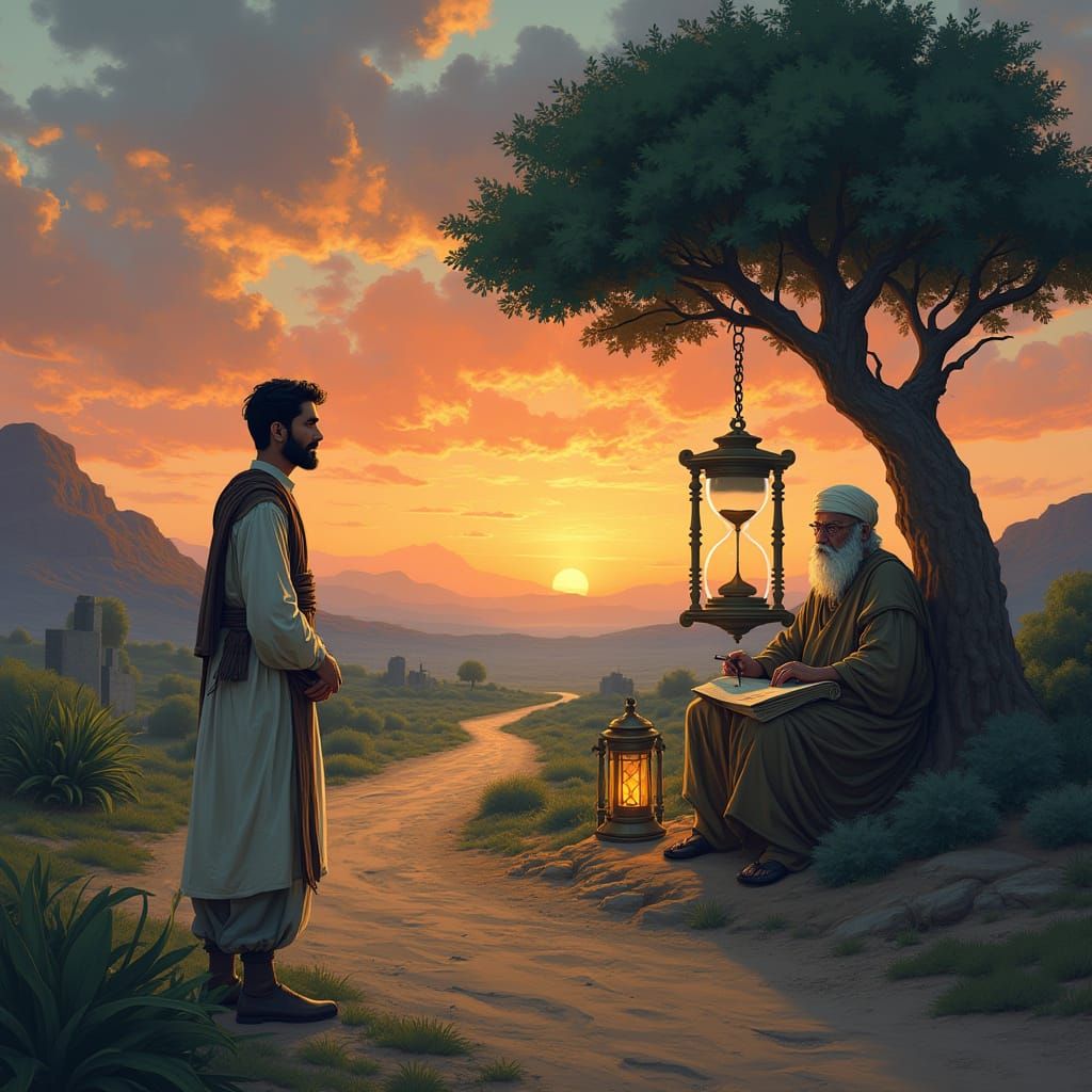 Contemplative Desert Crossroads Digital Artwork