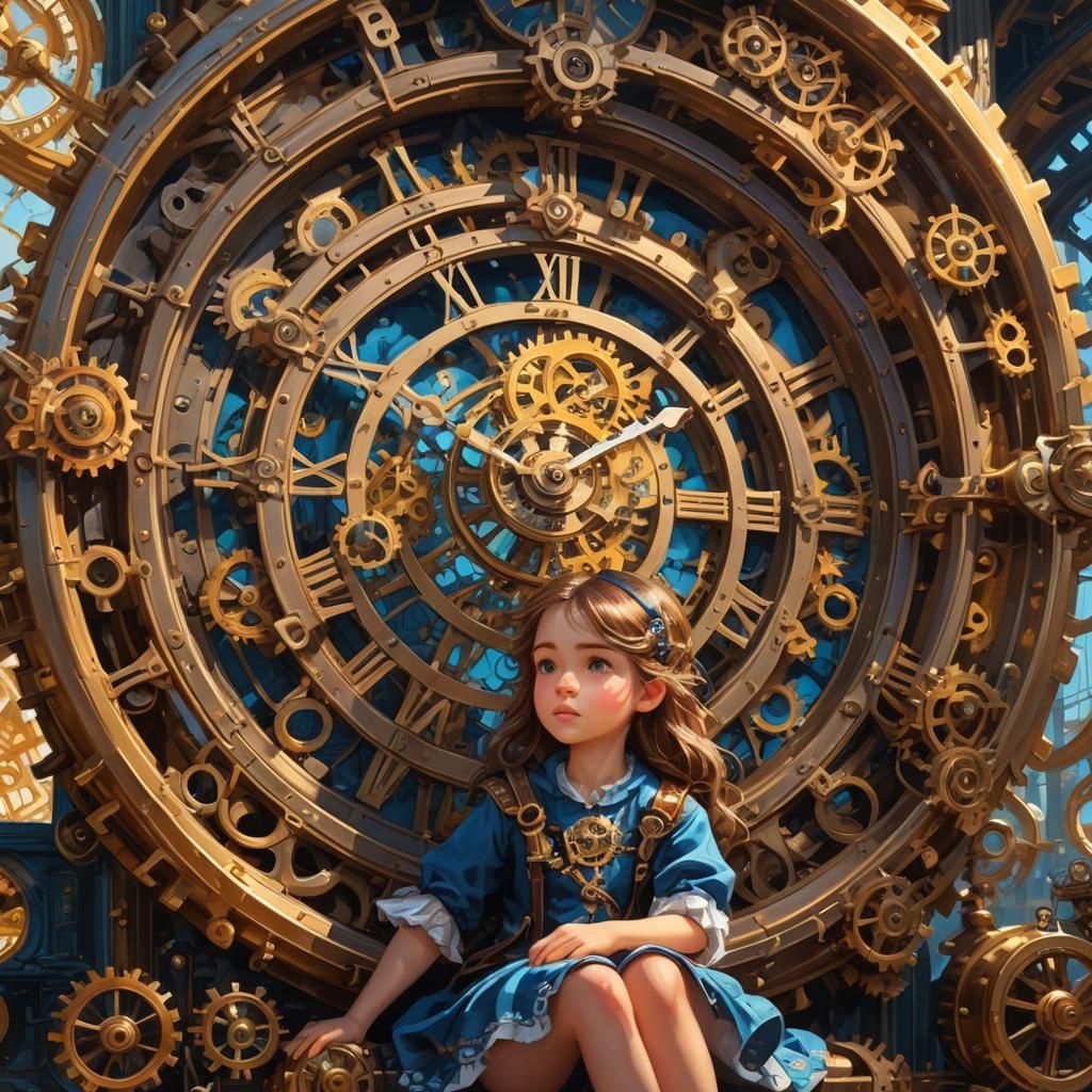 Girl in Ornate Clock Concept Art