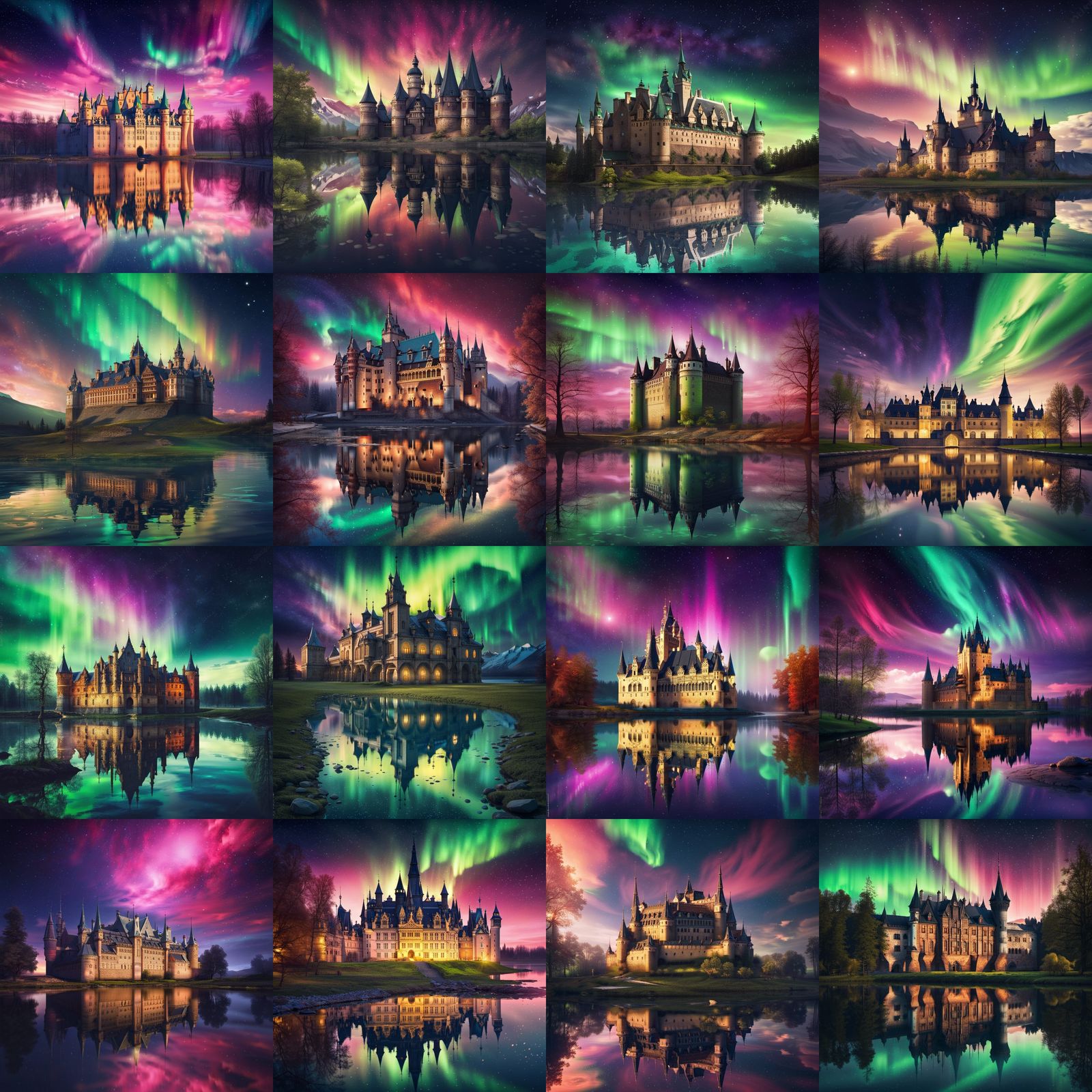 Majestic Medieval Kingdom Under Aurora Borealis