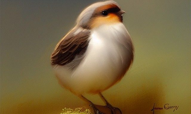 Cute Bird Oil Painting in Detailed Matte Style