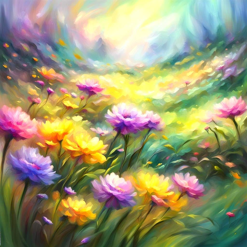 Luminous Floral Landscape in 3D Style