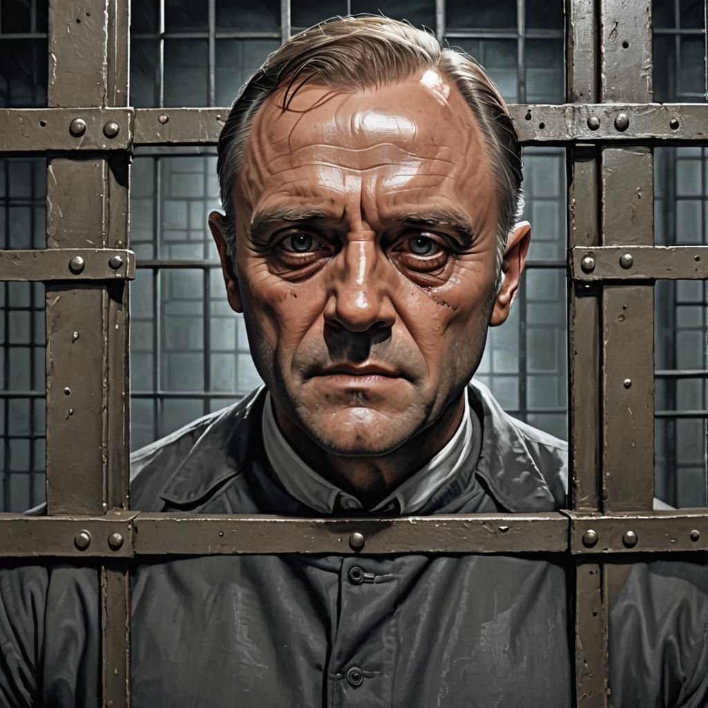 Intense Portrait of a Man Behind Bars