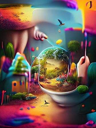 Colorful Surreal World in Detailed Digital Illustration