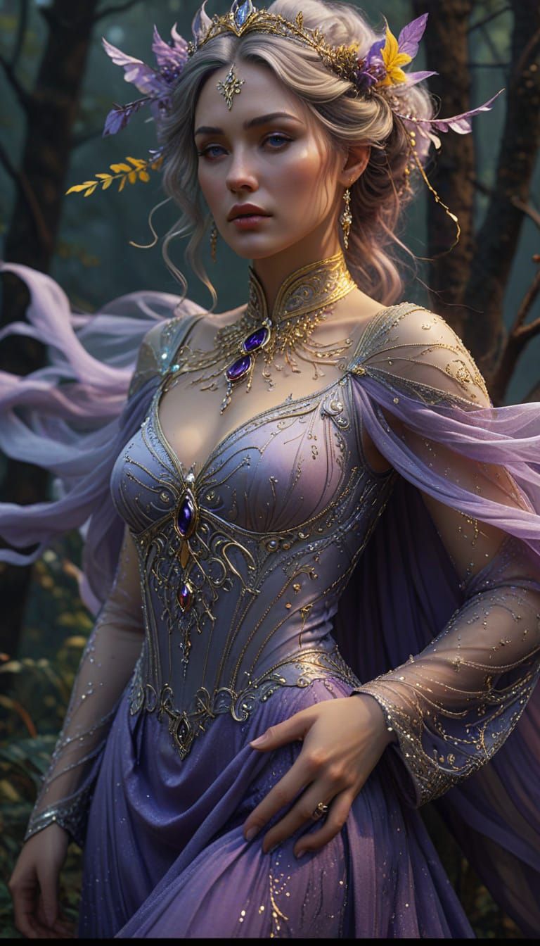 Regal Fantasy Queen Lost in Mystical Realm