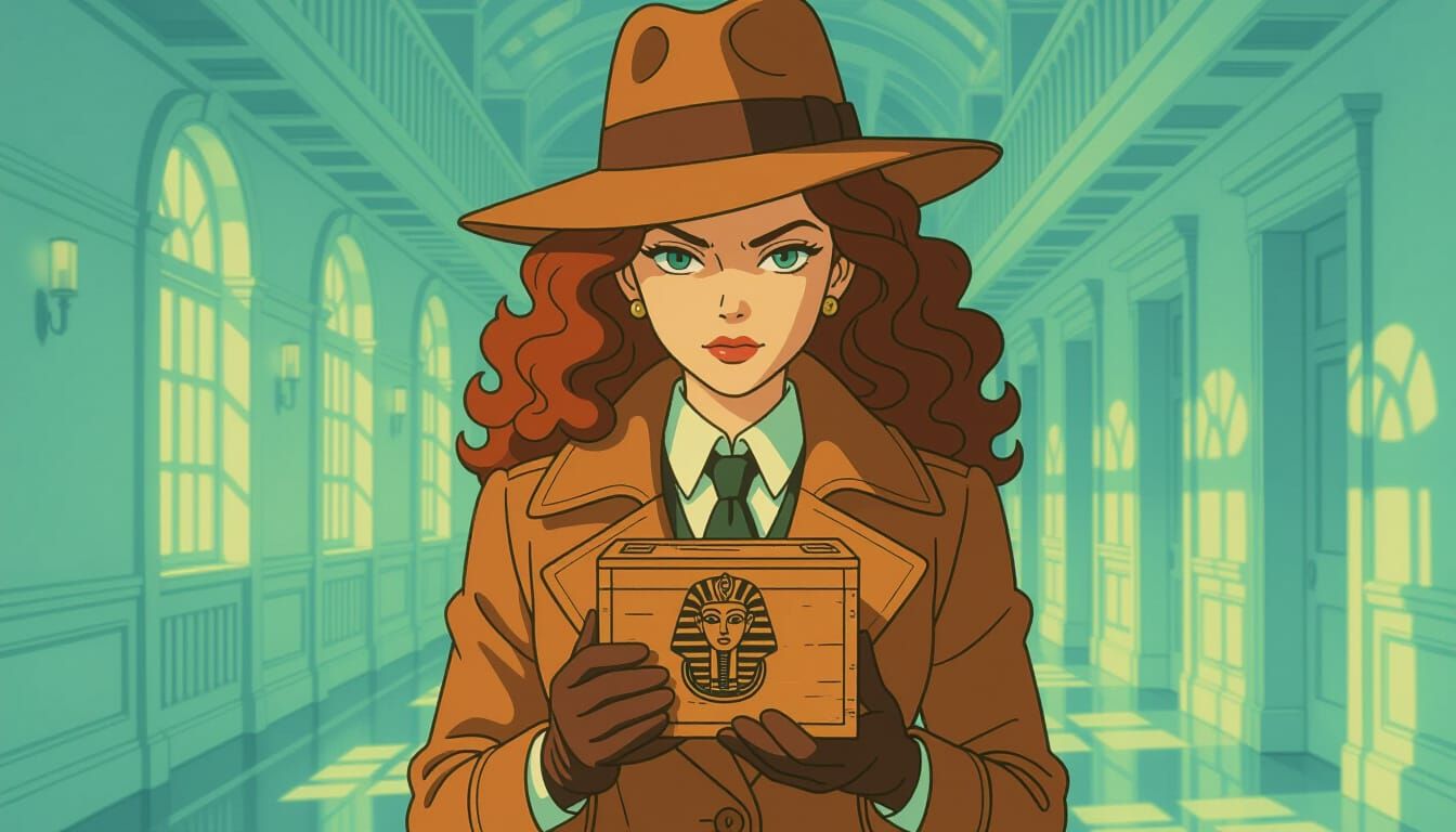 Studio Ghibli Style: Woman Concealing Pharaoh Box