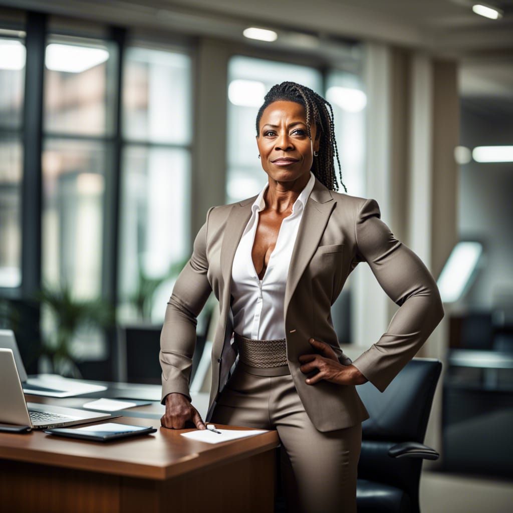 Professional Bodybuilder as Office Secretary