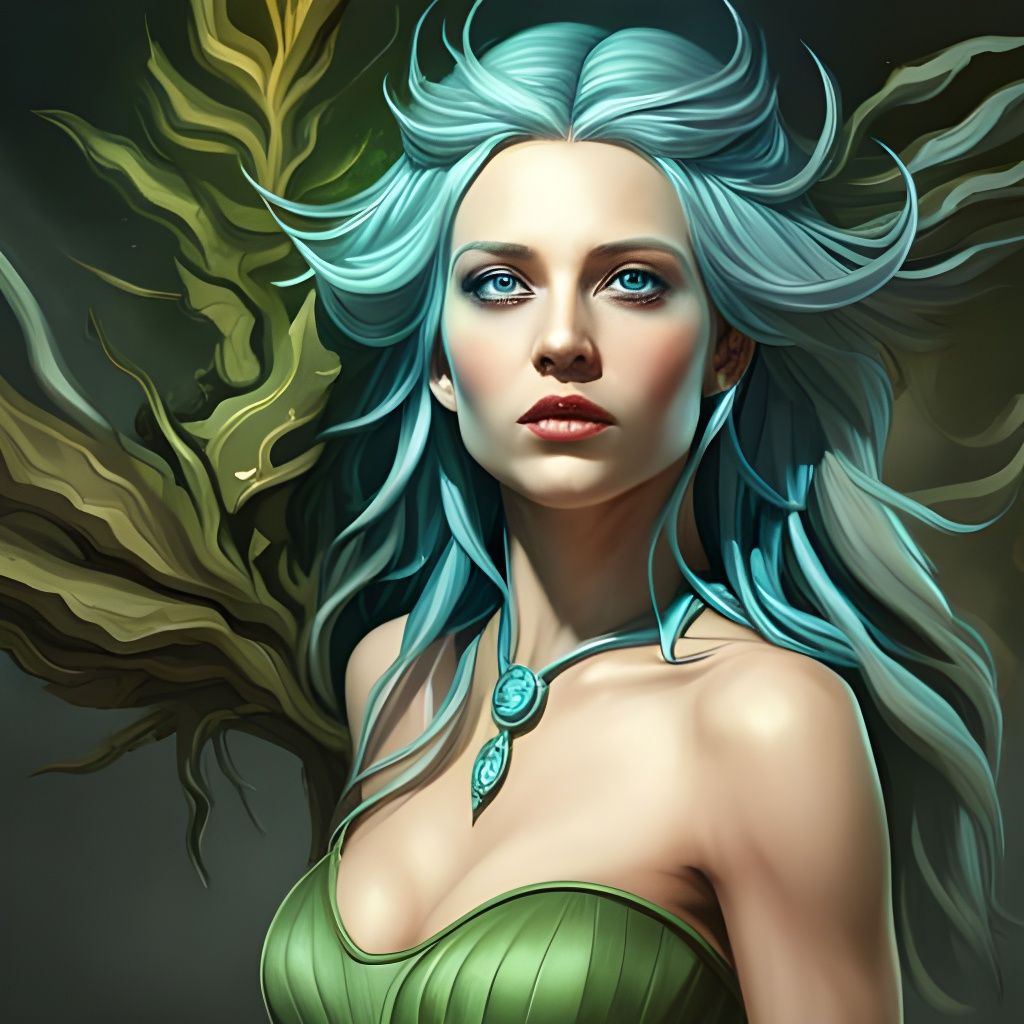 Woman and Tree in Dark Fantasy Style
