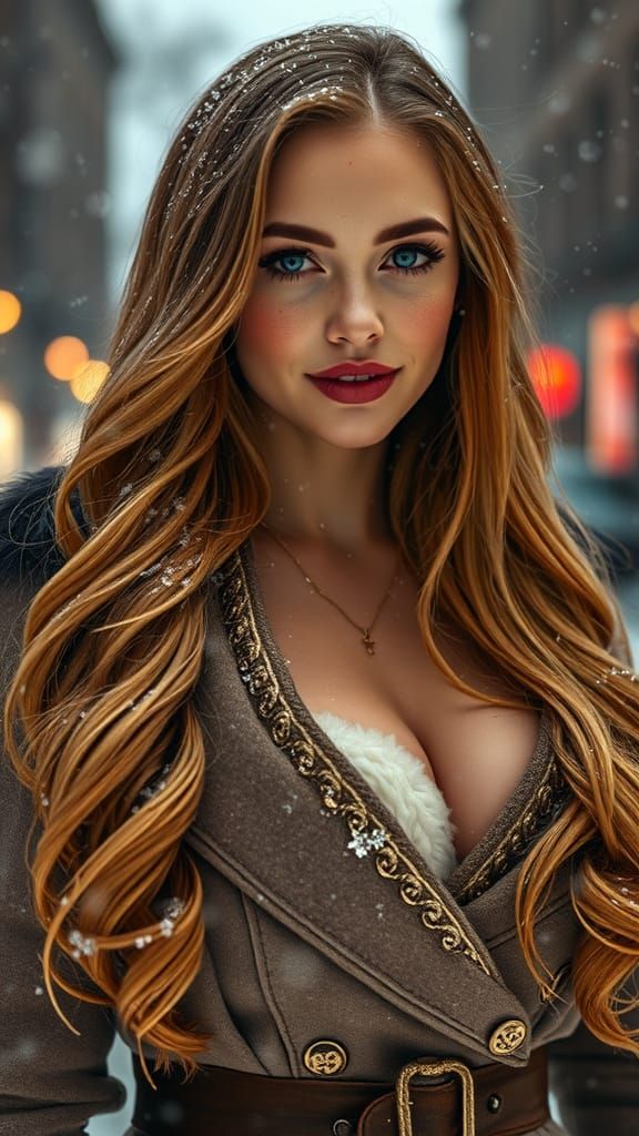 Norse Goddess in Snowy Twilight: A Captivating Portrait