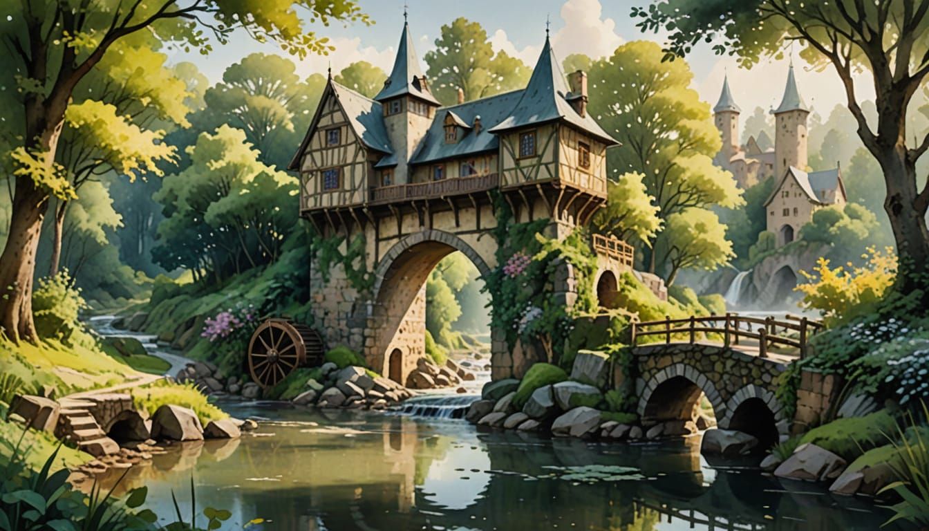 Medieval Fantasy Bridge in Earthy Tones