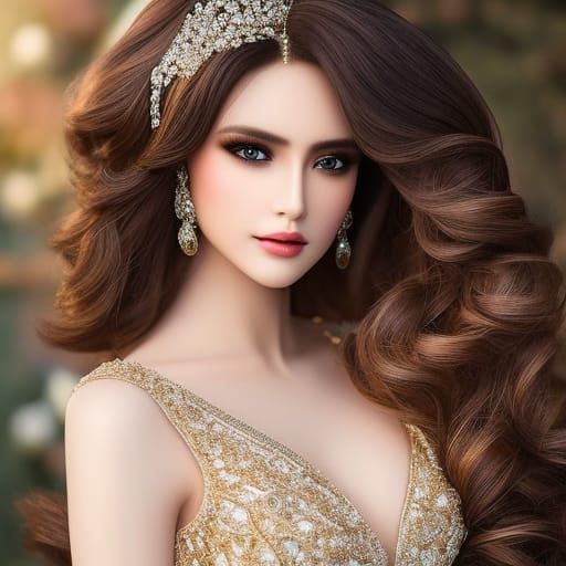 Beautiful Princess with Jewel Eyes: Digital Fantasy Art