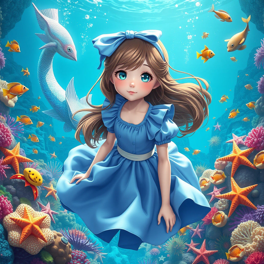 Underwater Alice in Wonderland: Anime-Inspired Coral Reef