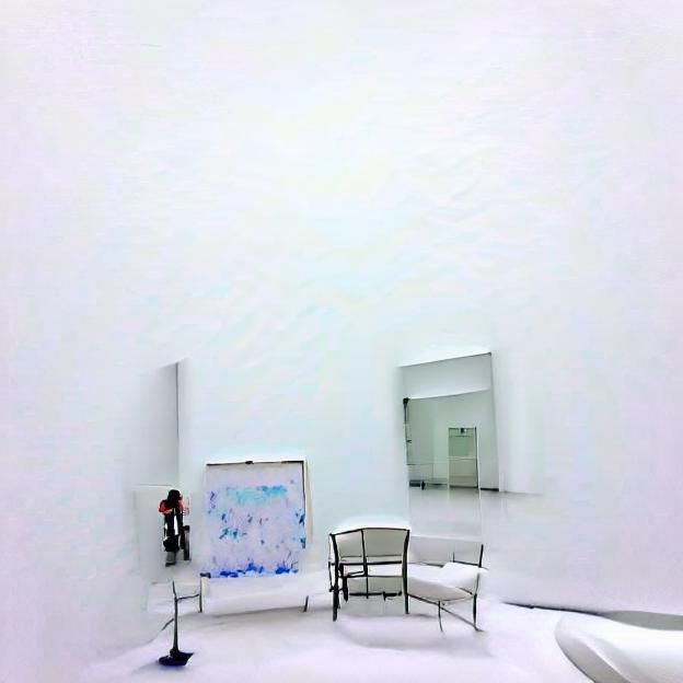 Minimalist White Room with Modern Art
