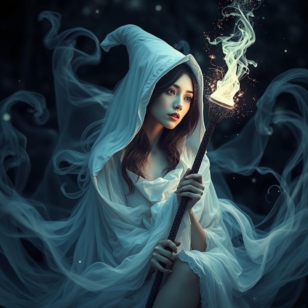 Enchanting White Witch in Witchcore Style