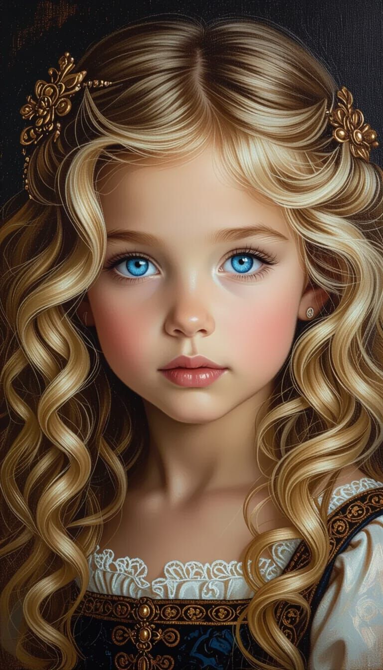 Baroque Portrait of a Young Girl with Luminous Skin