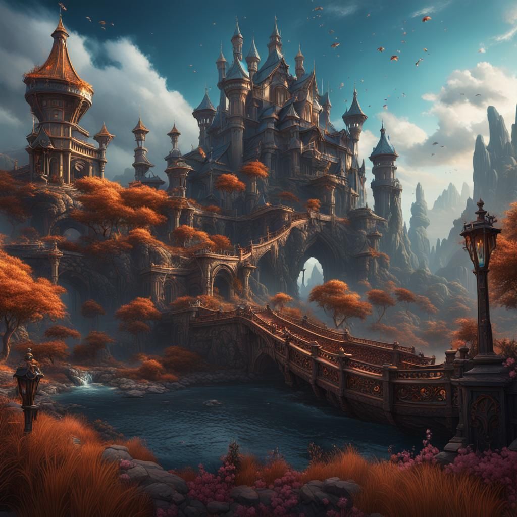 Fantastical Landscape in Detailed Matte Painting Style