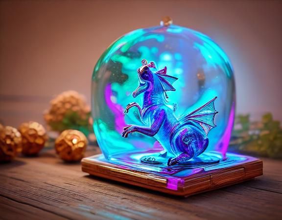 Miniature Dragon in Glass Jewelry Box