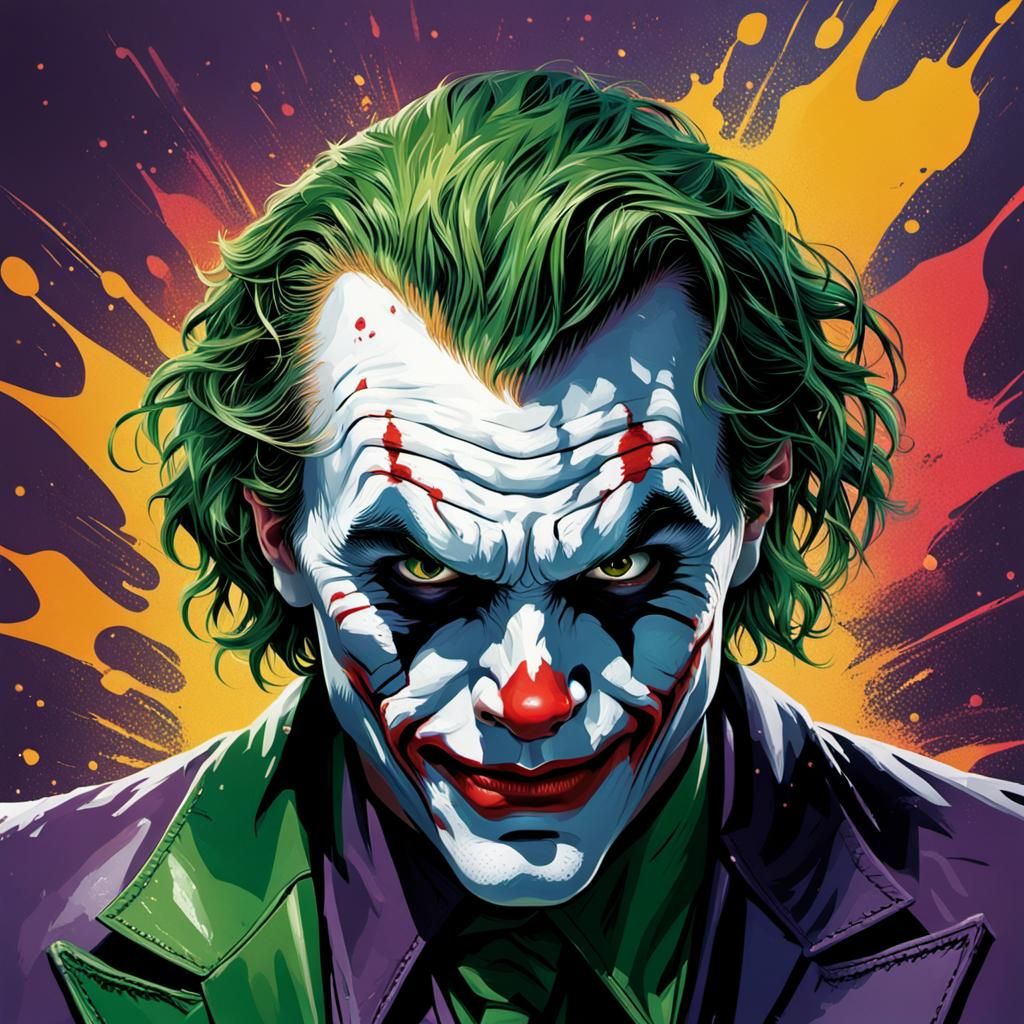 Hyperrealistic Joker Portrait in Splash Art Style