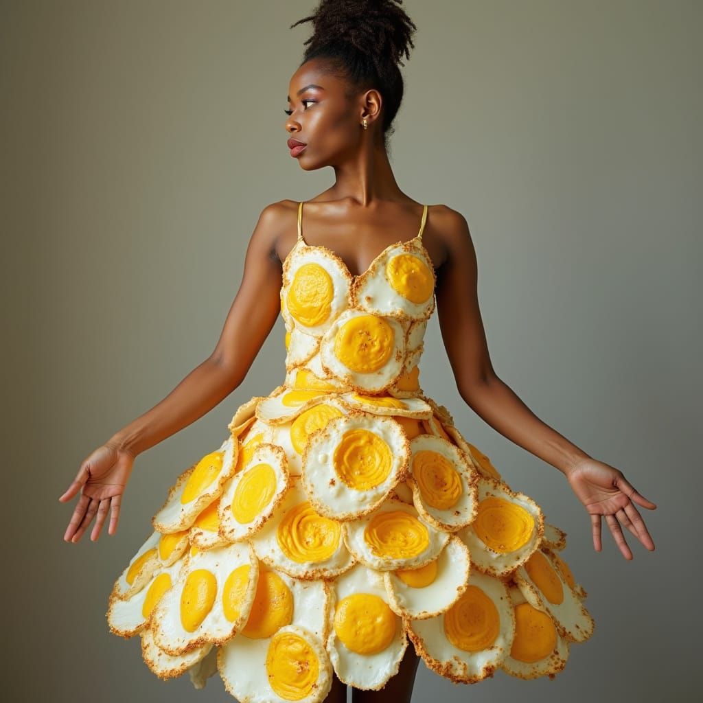 Woman in a Delicate Eggshell Gown