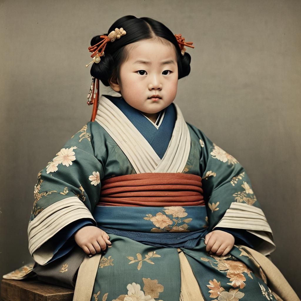 Hokkaido Toddler in Ukiyo-e Style